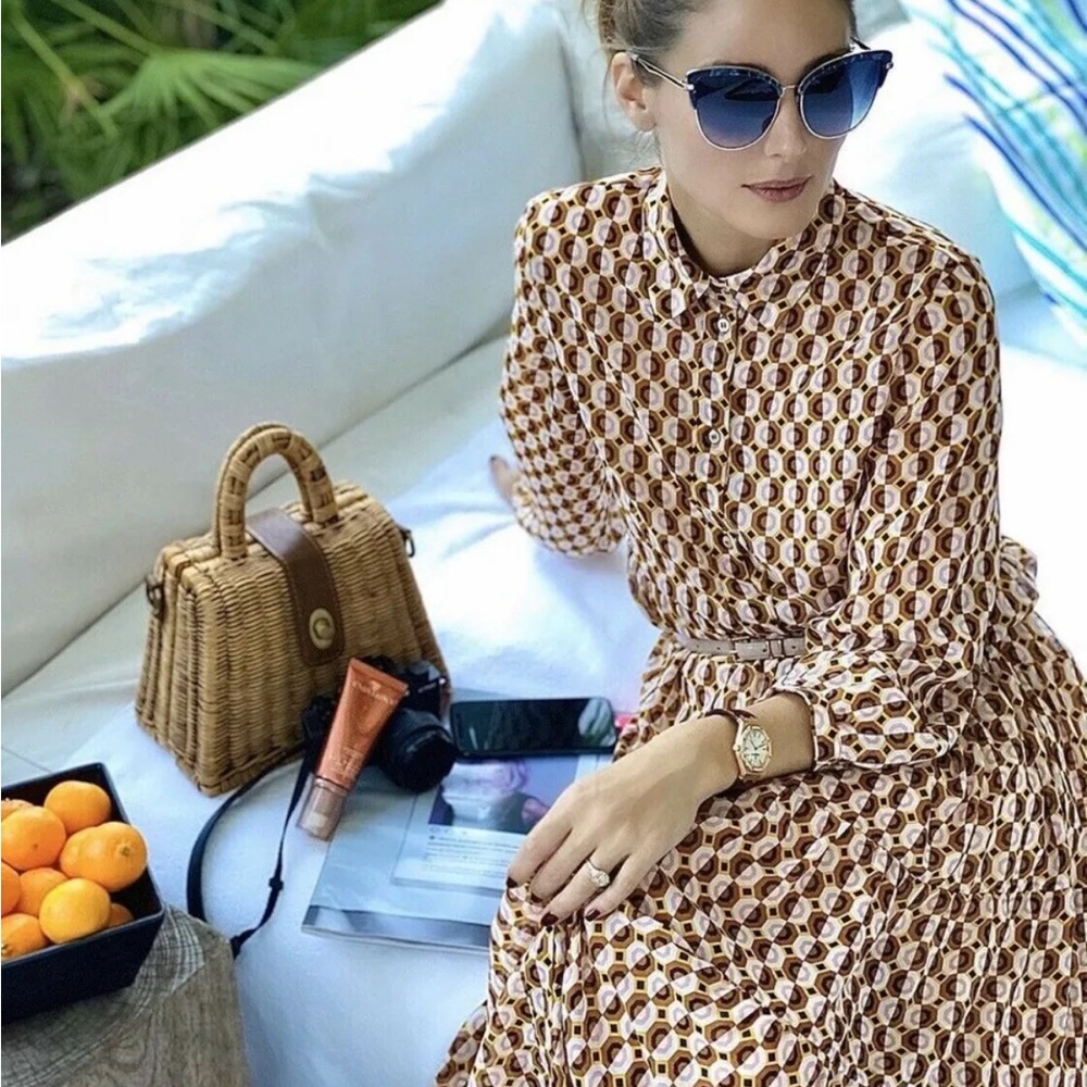 Zara Limited Edition Olivia Palermo Geographic Printed Midi Long Dress S Small